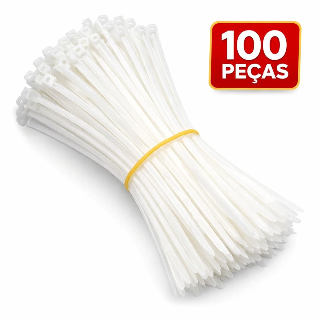 Abraçadeira Nylon 15cm 100 Peças Branca | Enforca Gato Organizar Fios Xingu